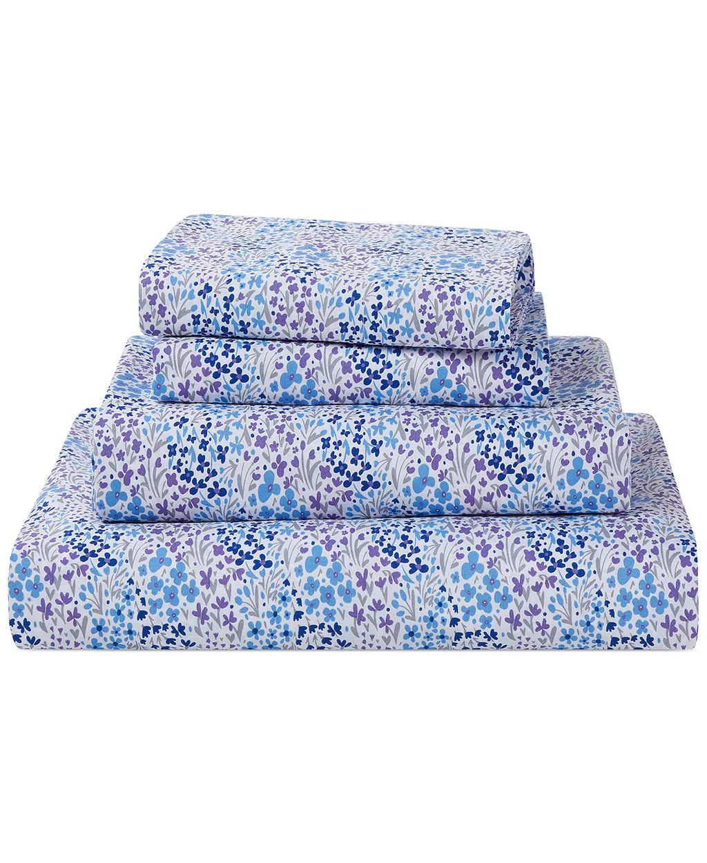 Microfiber Easy Care Printed 4-Piece Sheet Set –Blue Floral- Queen