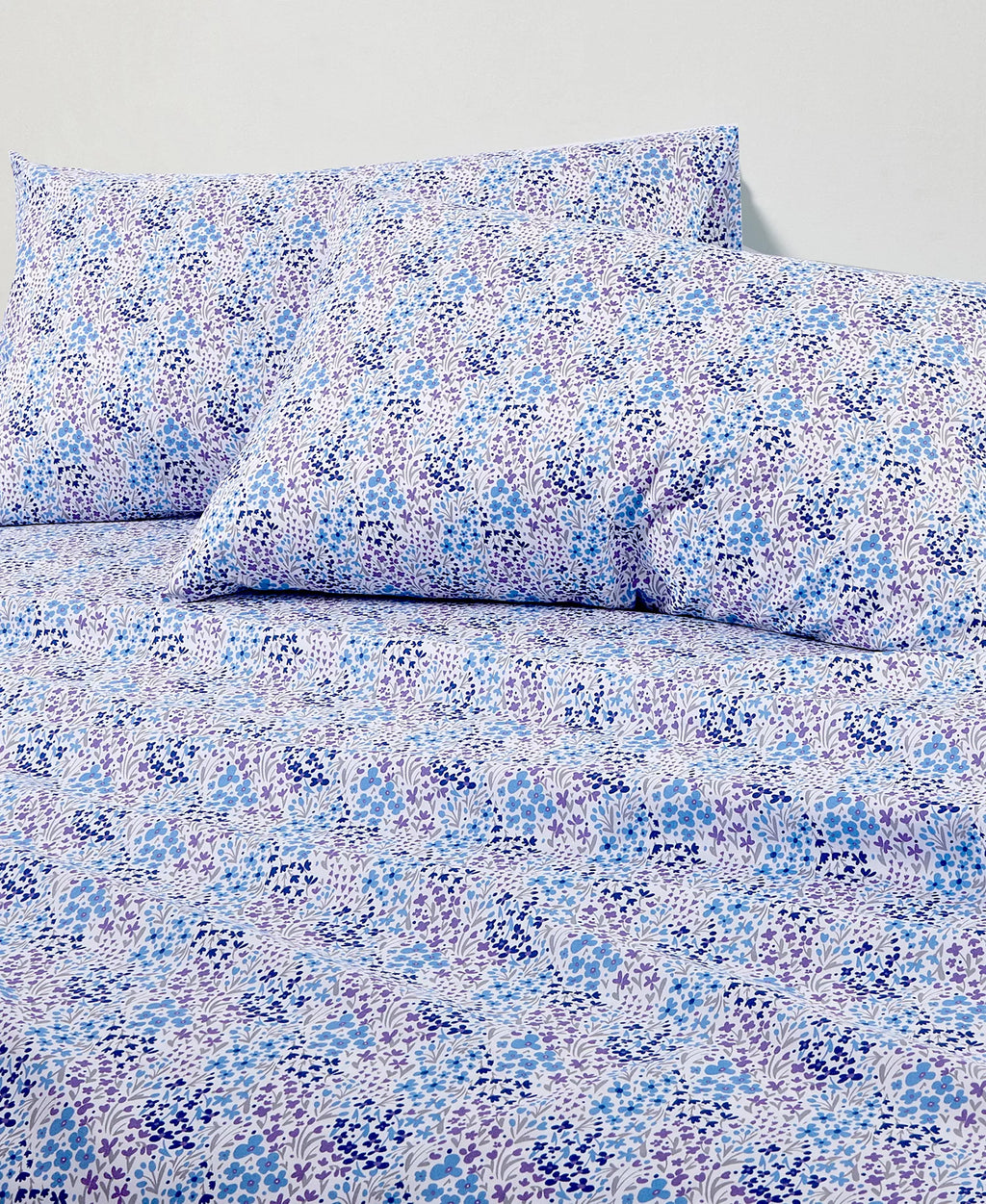 Microfiber Easy Care Printed 4-Piece Sheet Set –Blue Floral- Queen