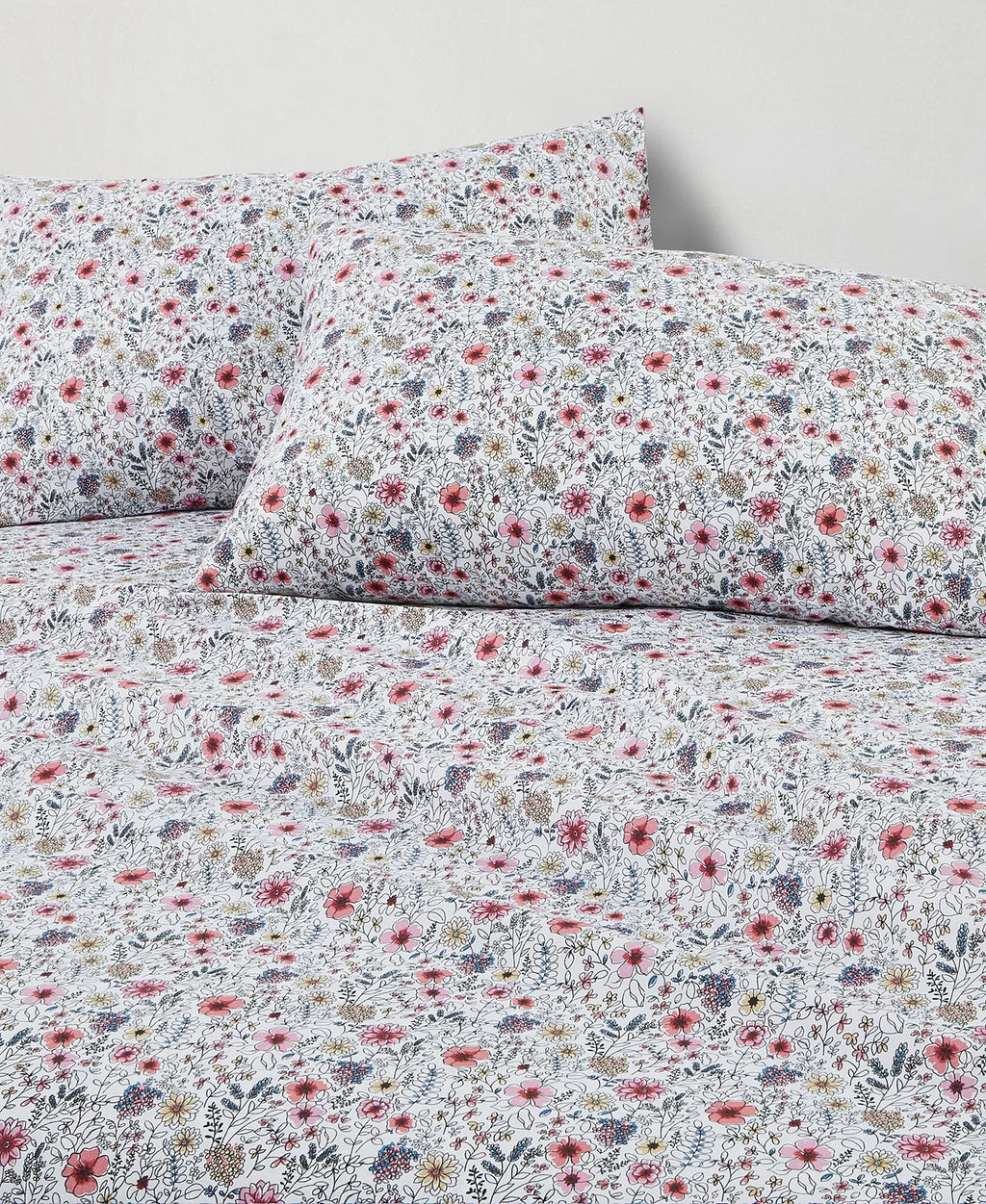 Microfiber Easy Care Printed 4-Piece Sheet Set – Sketch Floral -Queen