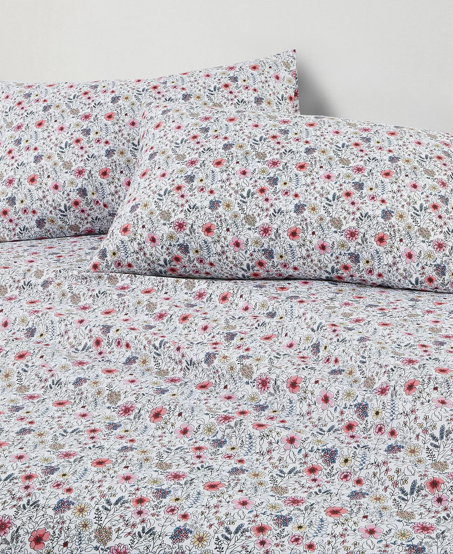 Microfiber Easy Care Printed 4-Piece Sheet Set – Sketch Floral -Queen