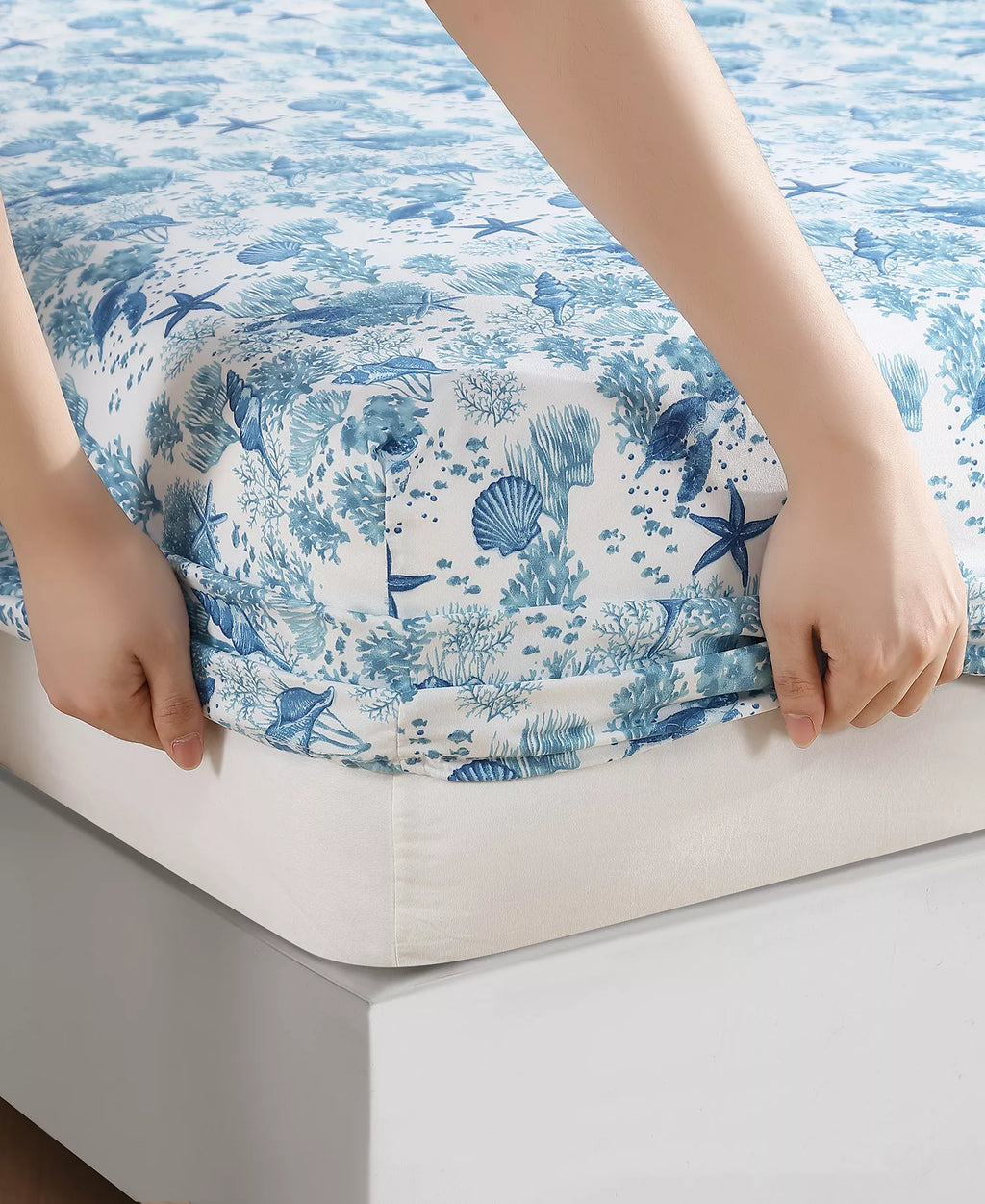 Coastal Printed 4-Piece Sheet Set – Nautical Turtles-Queen