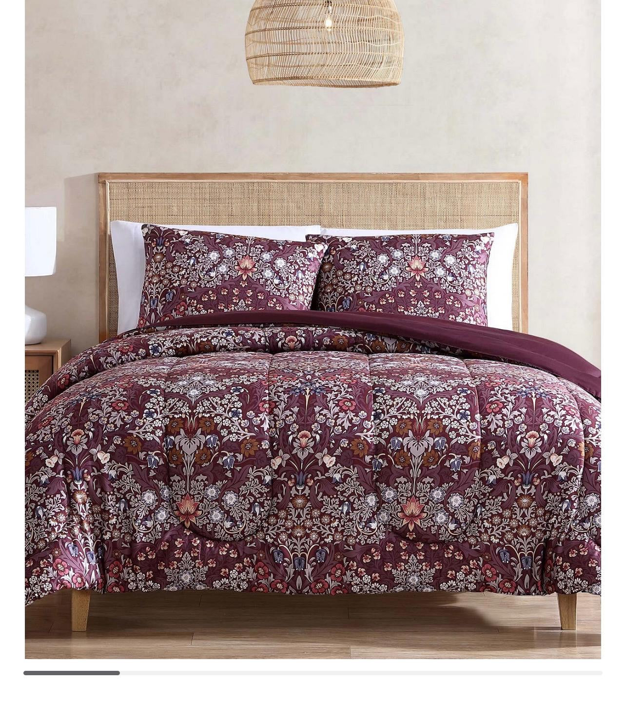 Floral Comfort 3-Piece Bedding Set – Burgundy Elegance